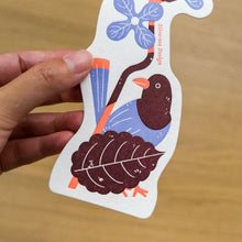 Load image into Gallery viewer, Taiwan Blue Magpie and Flower Hand-stamped Bookmark