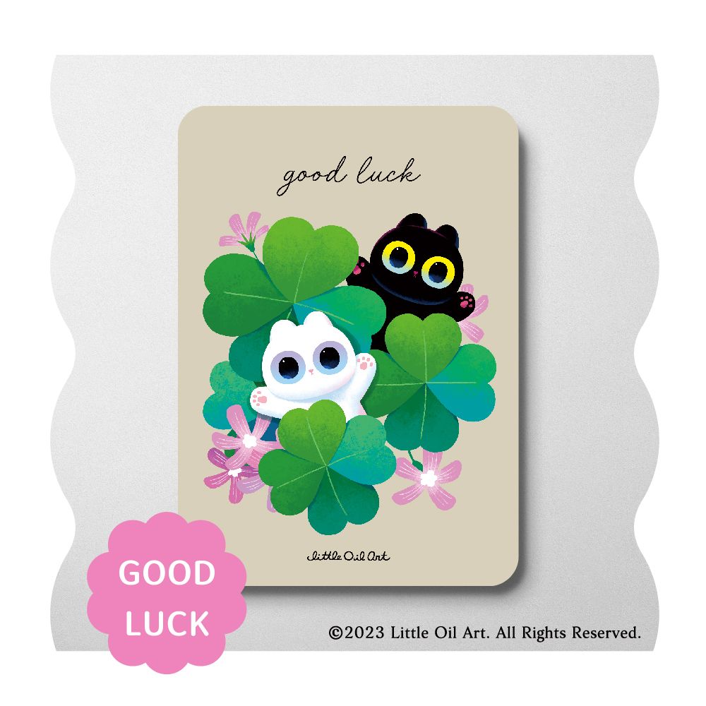 Small oil painting card・GOOD LUCK
