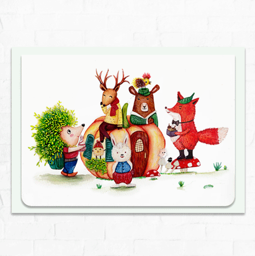 Animals Autumn Festival - 插畫卡片（附信封）